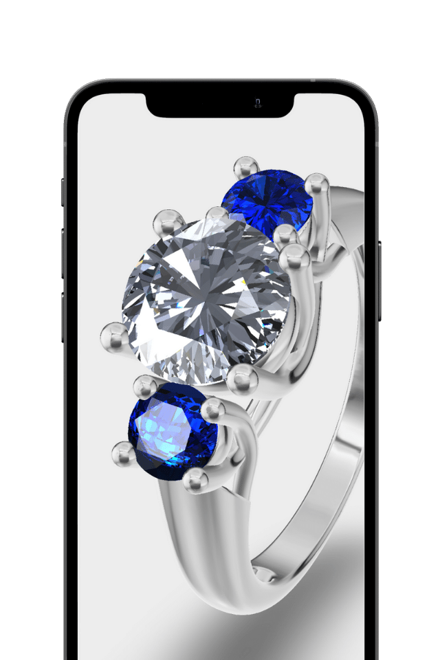 Gemstar model 3d bizuteri diament i szafir w smartfonie